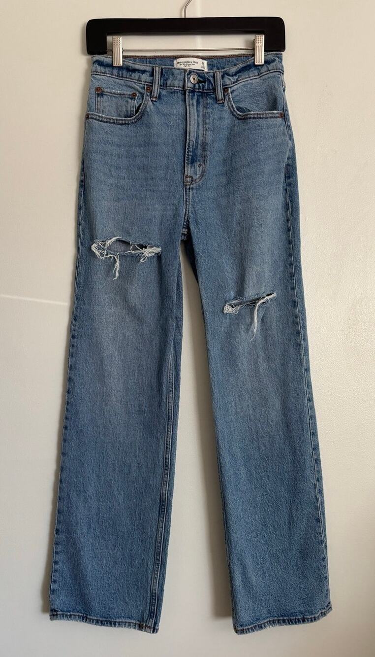 Mid Wash Abercrombie The 90s Relaxed High Rise Jeans 26/2